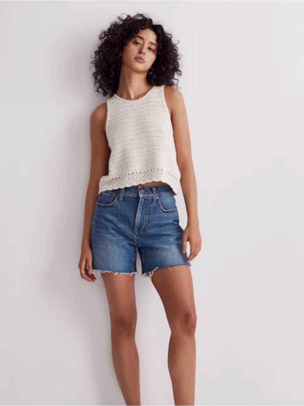 Madewell crochet cream tank xs